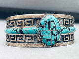 7 Inch Wrist Vintage Southwestern Sterling Silver Turquoise Bracelet-Nativo Arts