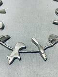 133 Grams Heavy Vintage Native American Navajo Sterling Silver Animal Fetish Necklace-Nativo Arts