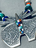 Extremely Detailed Santo Domingo Bear Turquoise Inlay Sterling Silver Necklace-Nativo Arts
