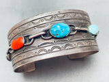 Chain Link Vintage Native American Navajo Turquoise Sterling Silver Bracelet-Nativo Arts