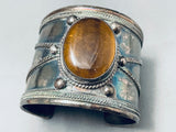 142 Grams Huge Vintage Southwest Tiger's Eye Sterling Silver Bracelet-Nativo Arts