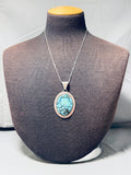 Brilliant Vintage Native American Navajo Signed Spiderweb Turquoise Sterling Silver Necklace-Nativo Arts