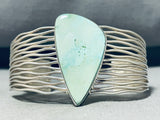 Awesome Native American Navajo Royston Turquoise Sterling Silver 15 Wave Rails Bracelet-Nativo Arts