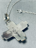 Robert Yellowhorse Native American Navajo Blue Gem Turquoise Sterling Silver Zia Necklace-Nativo Arts