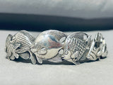 Native American School Of Fish Vintage Sterling Silver Southwest Bracelet Cuff-Nativo Arts
