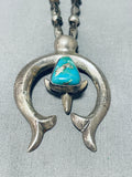 Dynamic Vintage Native American Navajo Royston Turquoise Sterling Silver Naja Necklace-Nativo Arts