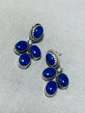 Marvelous Vintage Native American Navajo Lapis Sterling Silver Earrings-Nativo Arts