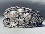 Detailed Leaf Jungle Vintage Native American Navajo Sterling Silver Bracleet-Nativo Arts