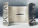 Heavy 95 Grams Vintage Native American Navajo Hand Tooled Sterling Silver Concho Bracelet Cuff-Nativo Arts