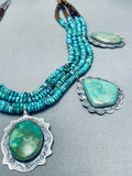 Mind Boggling Native American Navajo Turquoise Sterling Silver Heishi Necklace-Nativo Arts