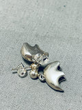 Adorable Vintage Native American Navajo Sterling Silver Bear Dangle Earrings-Nativo Arts