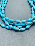Footballs Of Turquoise Vintage Navajo Sterling Silver Heishi Necklace-Nativo Arts
