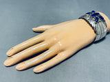 Important Veronica Chee Vintage Native American Navajo Lapis Sterling Silver Bracelet-Nativo Arts