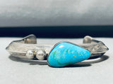 Al Lee Easter Blue Turquoise! Vintage Native American Navajo Sterling Silver Bracelet-Nativo Arts