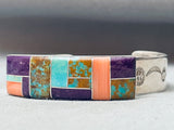 Intricate Inlay Vintage Native American Navajo Sterlign Silver Bracelet-Nativo Arts