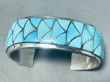 Dynamic Vintage Native American Zuni Blue Gem Turquoise Orlinda Natewa Sterling Silver Bracelet-Nativo Arts