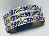 Native American One Of The Finest Vintage Navajo Sugulite Sterling Silver Inlay Bracelet-Nativo Arts