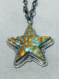 Important Vintage Native American Navajo Star Of Royston Turquoise Sterling Silver Necklace-Nativo Arts