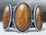 Hvy Thick Vintage Native American Navajo Petrified Wood Sterling Silver Dome Bracelet-Nativo Arts