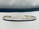 Impressive Vintage Laguna Native American Zuni Signed Sterling Silver Handstamped Cuff-Nativo Arts
