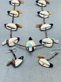 Ducks!! Very Rare Vintage Santo Domingo Turquoise Sterling Silver Necklace Old-Nativo Arts
