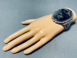 Mystic Night Vintage Native American Navajo Sterling Silver Agate Bracelet Cuff-Nativo Arts