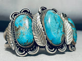 One Of The Best Vintage Native American Navajo Blue Diamond Turquoise Sterling Silver Bracelet-Nativo Arts
