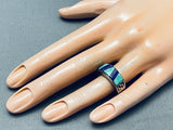Intricate Vintage Native American Navajo Inlay Sterling Silver Ring-Nativo Arts