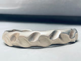 Rare Technique Vintage Native American Navajo Sterling Silver Hand Tooled Bracelet-Nativo Arts