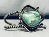 Very Old Coil Cuff!! Vintage Native American Navajo Green Turquoise Sterling Silver Bracelet-Nativo Arts