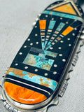 Kachina Inlay Native American Navajo Turquoise Sterling Silver Necklace-Nativo Arts