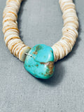 Chunky Watermelon Shell Vintage Navajo Turquoise Sterling Silver Necklace Old