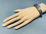 6 Inch Wrist Vintage Native American Zuni Turquoise Inlay Sterling Silver Clasp Bracelet-Nativo Arts