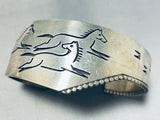 Running Horses Vintage Native American Navajo Sterling Silver Bracelet-Nativo Arts