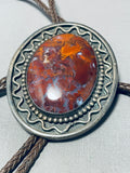 90 Gram One Of The Best Vintage Native American Navajo Agate Sterling Silver Bolo Tie-Nativo Arts