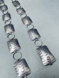 Very Old Hand Tooled Vintage Native American Navajo Sterling Silver Concho Belt Necklace-Nativo Arts