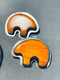 Family Of Bears Vintage Native American Navajo Spiny Oyster Sterling Silver Necklace Earrings-Nativo Arts