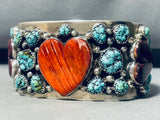 Heat Of Shell Vintage Native American Navajo Turquoise Sterling Silver Bracelet Cuff-Nativo Arts