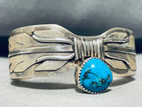 Dropdead Fab Feather Vintage Native American Navajo Turquoise Sterling Silver Bracelet-Nativo Arts