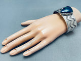 One Of The Best Vintage Native American Navajo Azurite Sterling Silver Bracelet Cuff-Nativo Arts