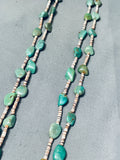Chunky Green Turquoise Vintage Native American Navajo Heishi Necklace
