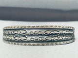 Early To Mid 1900's Vintage Native American Navajo Sterling Or Coin Silver Handstamped Bracelet-Nativo Arts