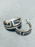 Amazing Vintage Native American Hopi Signed Sterling Silver Earrings-Nativo Arts