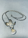 Freddy Charley Vintage Native American Navajo Turquoise Eagle Sterling Silver Necklace-Nativo Arts