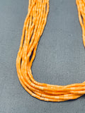 Light Orange Native American Navajo Heishi Sterling Silver Necklace-Nativo Arts
