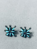 Stars Of Turquoise Vintage Native American Zuni Needle Sterling Silver Earrings-Nativo Arts