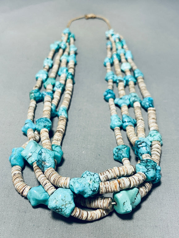 Native American 200+ Gram Vintage Santo Domingo Spiderweb Turquoise Shell Necklace-Nativo Arts