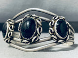 Signed Vintage Native American Navajo Black Onyx Sterling Silver Bracelet-Nativo Arts