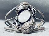 Striking Vintage Native American Navajo Swirl Mother Of Pearl Sterling Silver Bracelet-Nativo Arts