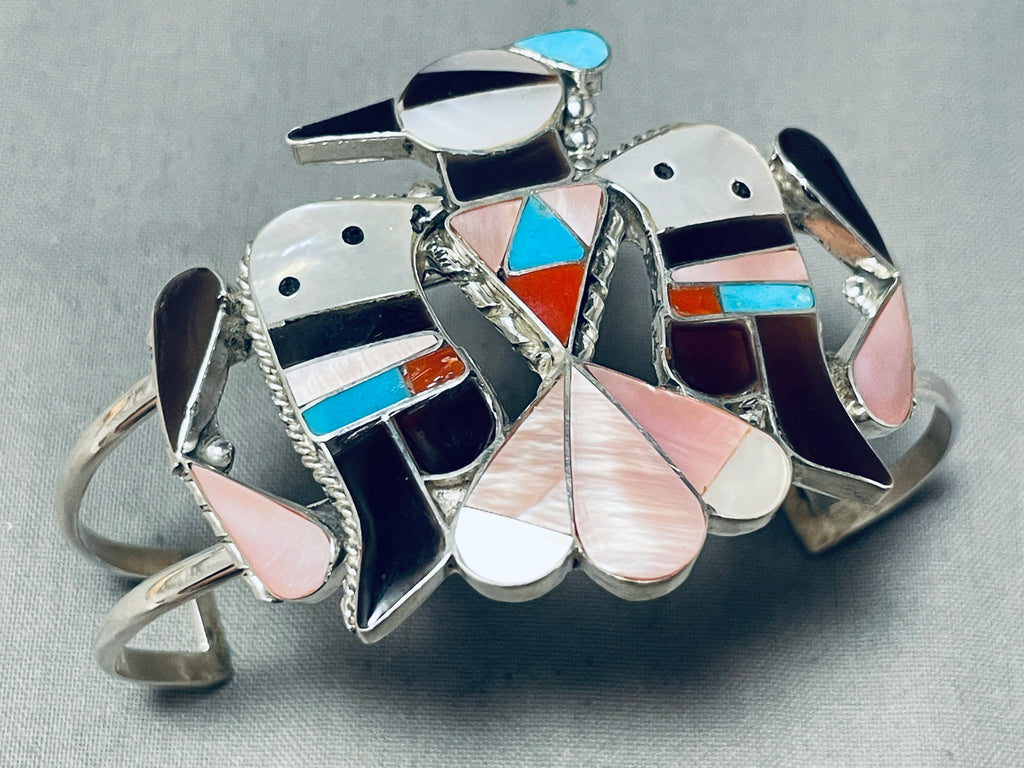 Bobby Shack Native American Zuni Turquoise Coral Jet Sterling